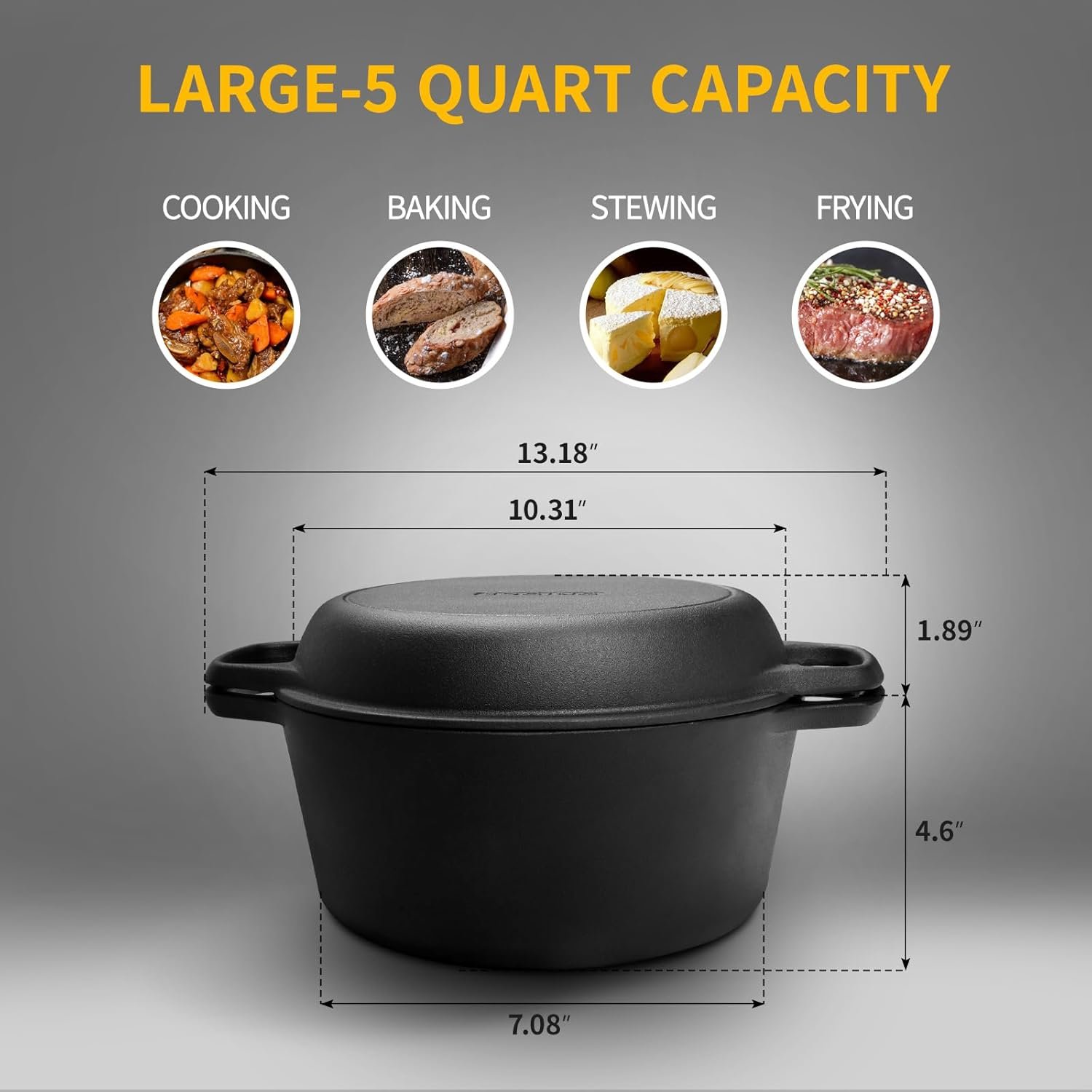 2-in-1 Dutch Oven Pot with Skillet Lid - Image 2